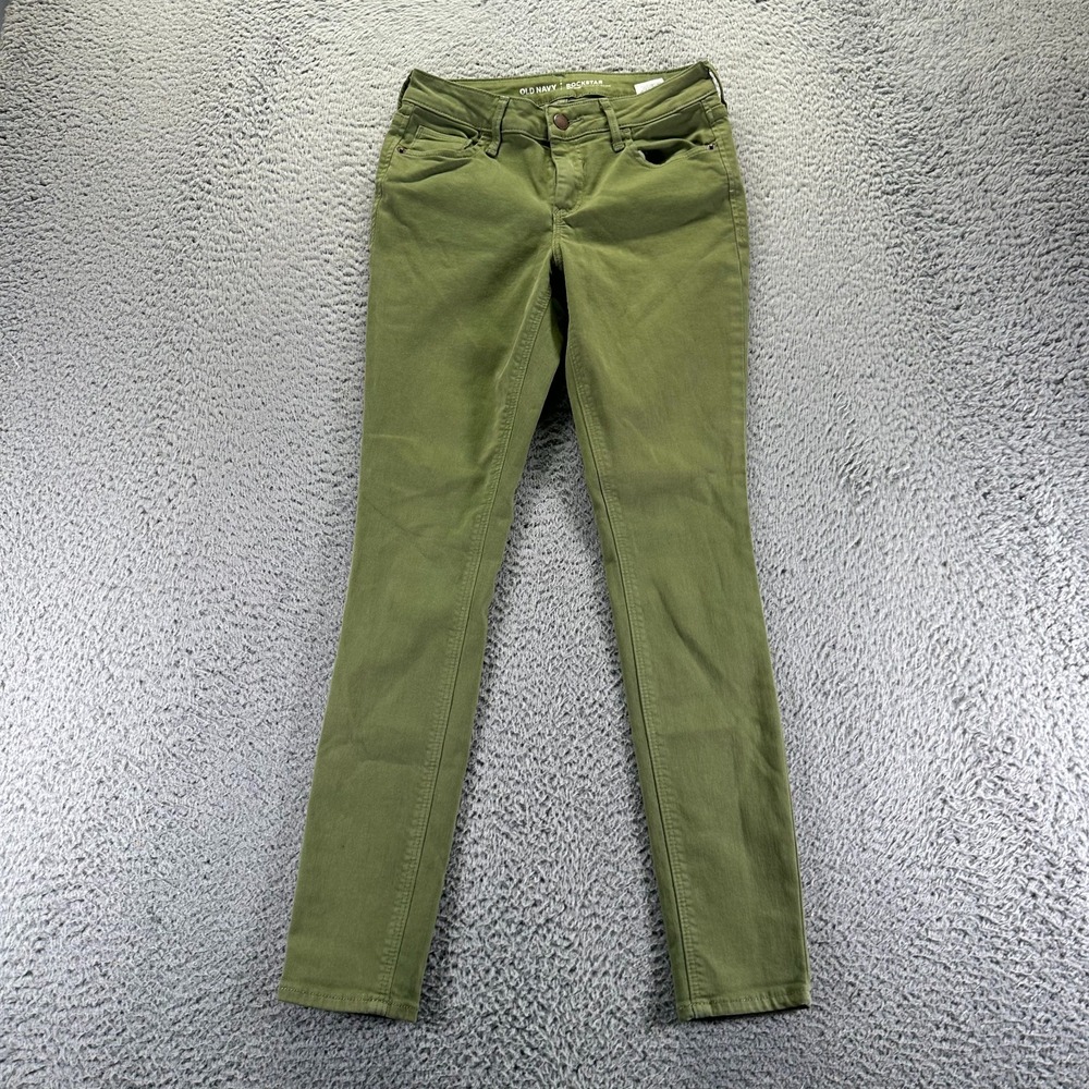 Old Navy Rockstar Jeans Womens 0 Green Cotton Denim Skinny Leg Stretch Mid-Rise